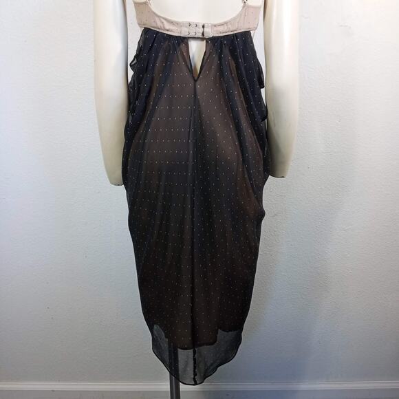 Phillip Lim Shortie Nightie Chemise SZ M Black Polka Dot Silk Crepe Sheer Lined - Picture 5 of 10